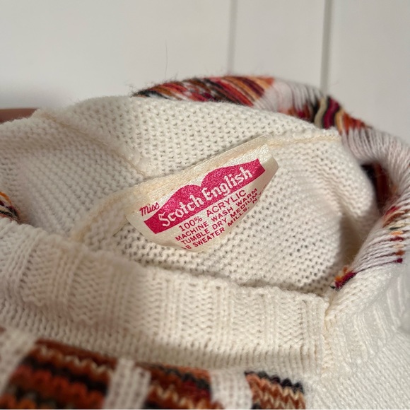 Vintage 70s Miss Scotch English Acrylic Hooded Tunic Knit Sweater Bell Sleeve - Picture 7 of 7